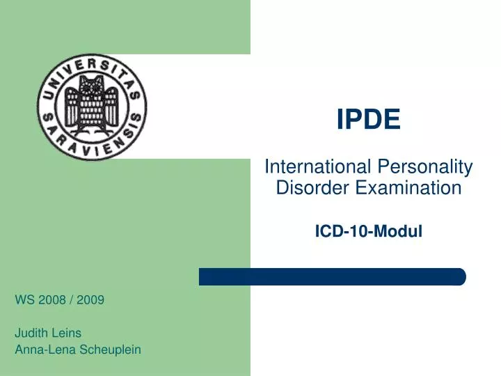 ipde international personality disorder examination icd 10 modul