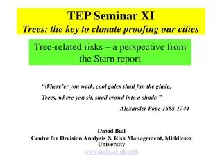 TEP Seminar XI Trees: the key to climate proofing our cities
