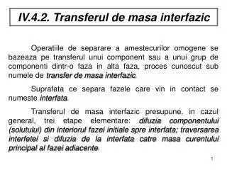 IV.4.2. Transferul de masa interfazic