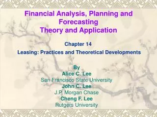 Financial Analysis, Planning and Forecasting Theory and Application