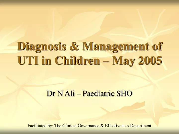 diagnosis management of uti in children may 2005