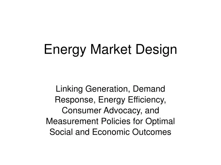 energy market design
