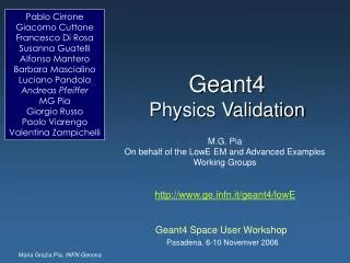 Geant4 Physics Validation