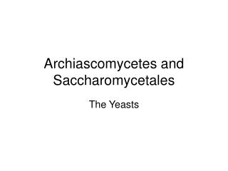 Archiascomycetes and Saccharomycetales