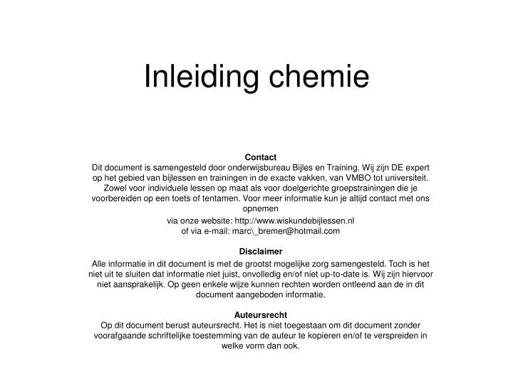 inleiding chemie