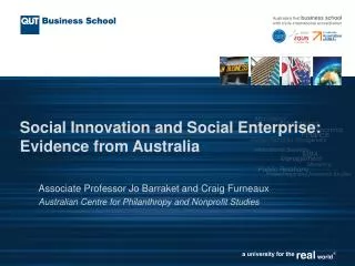 Social Innovation and Social Enterprise: Evidence from Australia