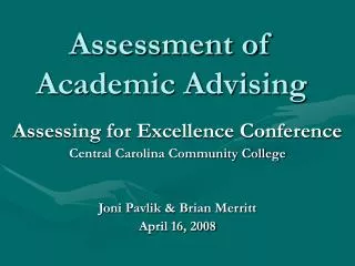 Assessment of Academic Advising