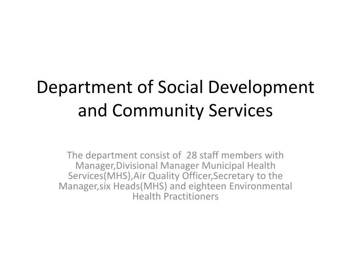 department of social development and community services
