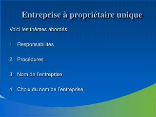 entreprise propri taire unique