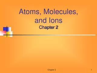 Atoms, Molecules, and Ions Chapter 2