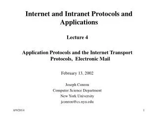 Internet and Intranet Protocols and Applications