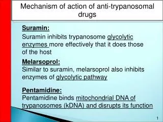 Mechanism of action of anti- trypanosomal drugs