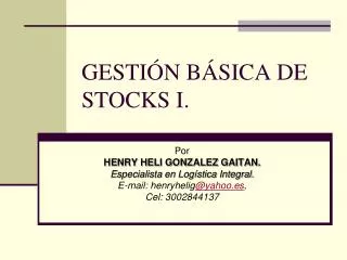 GESTIÓN BÁSICA DE STOCKS I.