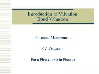 Introduction to Valuation Bond Valuation