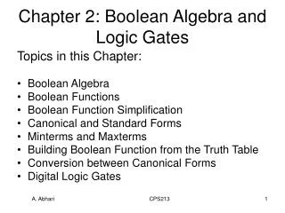 Chapter 2: Boolean Algebra and Logic Gates