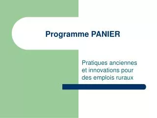 Programme PANIER