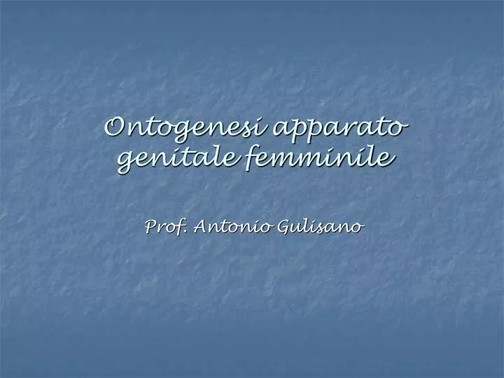 ontogenesi apparato genitale femminile