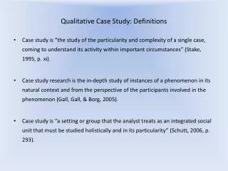 Qualitative Case Study: Definitions
