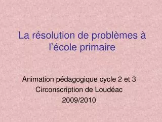 la r solution de probl mes l cole primaire