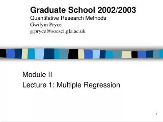 Module II Lecture 1: Multiple Regression