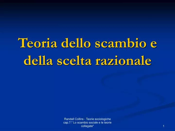 teoria dello scambio e della scelta razionale