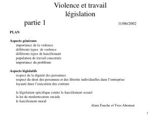 violence et travail l gislation partie 1 11 06 2002