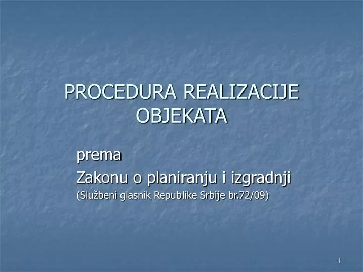 procedura realizacije objekata