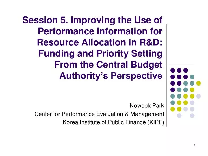 nowook park center for performance evaluation management korea institute of public finance kipf
