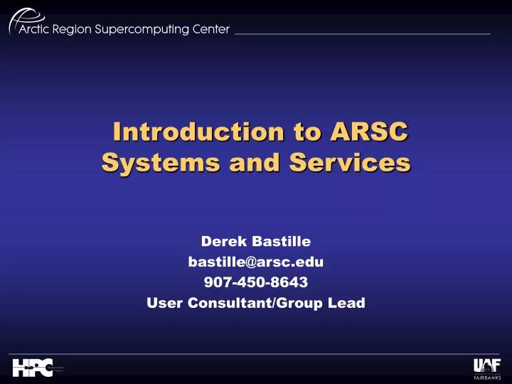 introduction to arsc systems and services