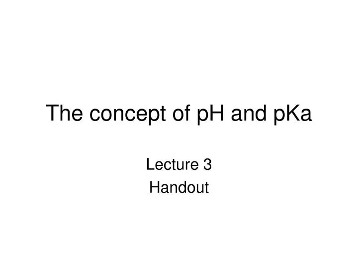 the concept of ph and pka