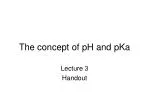 The concept of pH and pKa