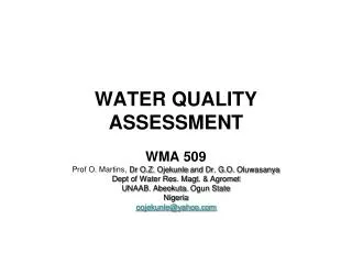 WATER QUALITY ASSESSMENT