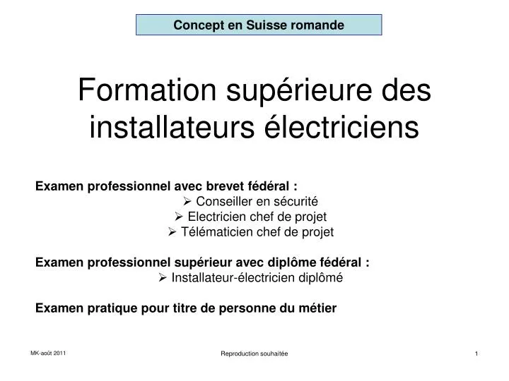 formation sup rieure des installateurs lectriciens