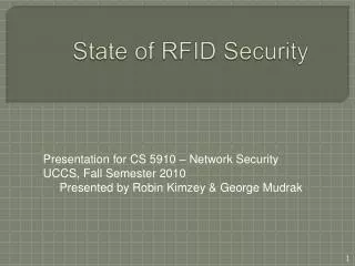 State of RFID Security