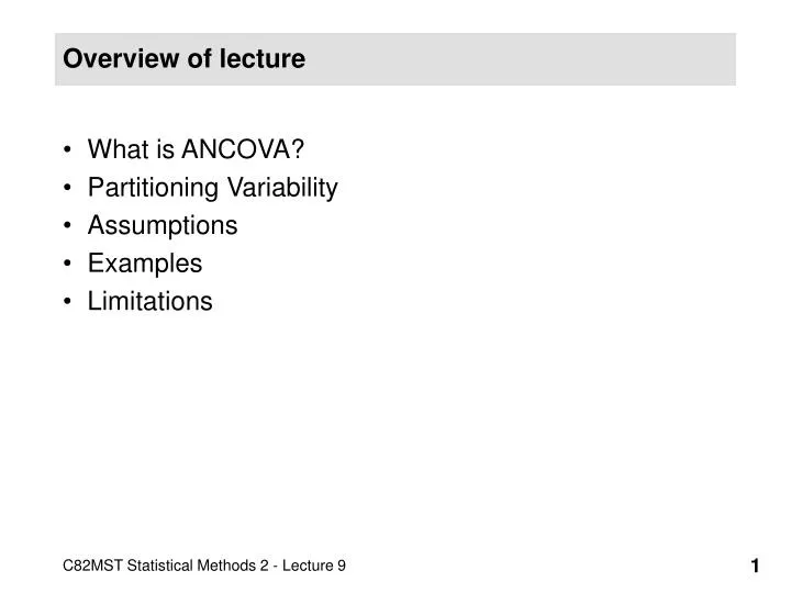 overview of lecture