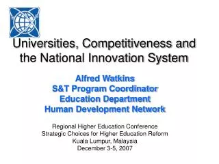 Universities, Competitiveness and the National Innovation System