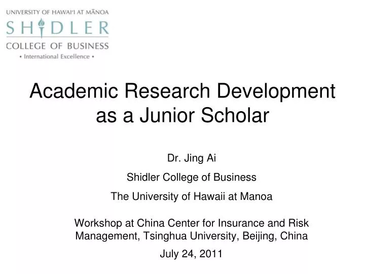 academic research development as a junior scholar