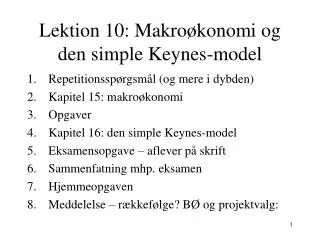 Lektion 10: Makroøkonomi og den simple Keynes-model