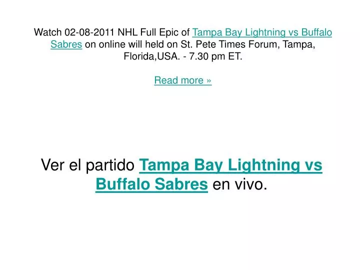 ver el partido tampa bay lightning vs buffalo sabres en vivo