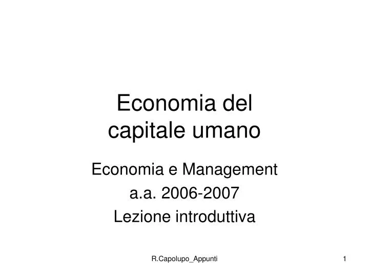 economia del capitale umano