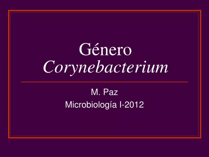 g nero corynebacterium