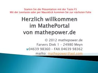 Herzlich willkommen im MathePortal von mathepower.de