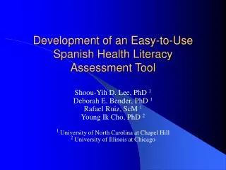 Development of an Easy-to-Use Spanish Health Literacy Assessment Tool
