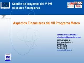 Aspectos Financieros del VII Programa Marco