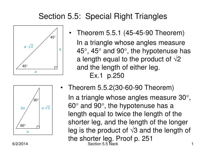 section 5 5 special right triangles