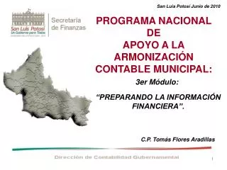 PROGRAMA NACIONAL DE APOYO A LA ARMONIZACIÓN CONTABLE MUNICIPAL: