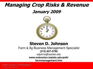 Managing Crop Risks &amp; Revenue January 2009