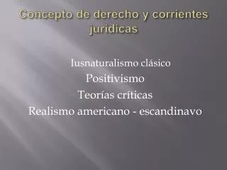 Concepto de derecho y corrientes jurídicas