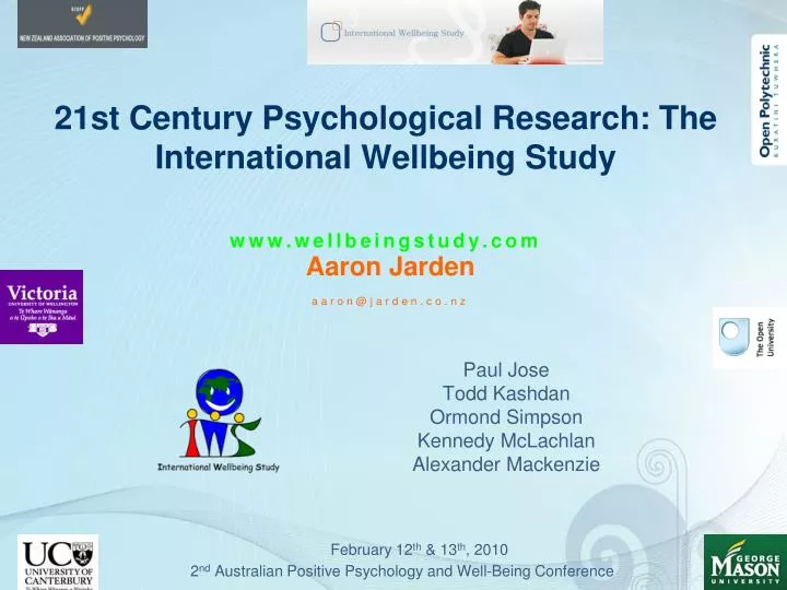 21st century psychological research the international wellbeing study www wellbeingstudy com