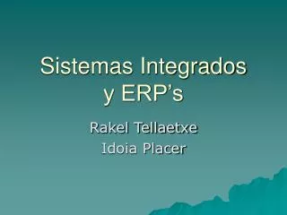 Sistemas Integrados y ERP’s